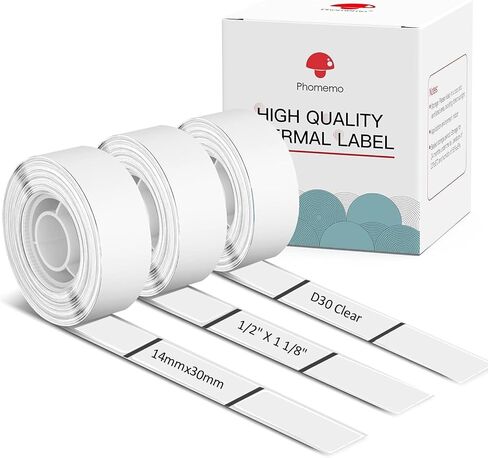 Phomemo D30 1 Pack Adhesive Transparent Label Paper 1/2" X 1 1/8" (14mm X 30mm) 210 Labels/Roll in Saudi Arabia