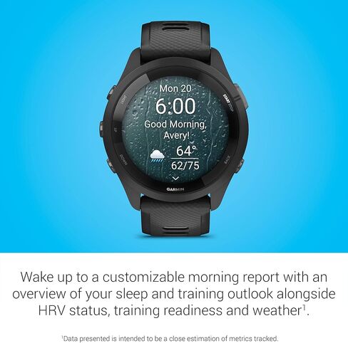 Garmin Forerunner 265 Running Smartwatch ، شاشة AMOLED الملونة ، مقاييس التدريب ورؤى الاسترداد ، باللونين الأسود والمسحوق الرمادي (متجدد) in Kuwait