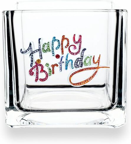 THE QUEENS' JEWELS Snowflake Jeweled 4x4 Candle Holder Vase - Unique Gift for Women, Birthday, Cute, Fun, Cocktail, Queen, Not Painted, Decorated, Bling, Bedazzled, Rhinestone in Kuwait