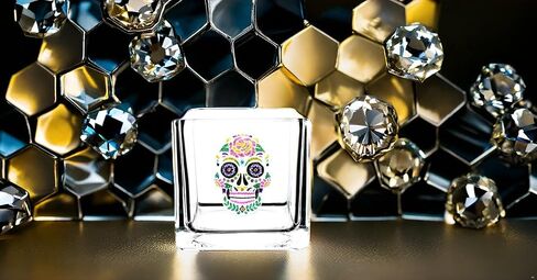 THE QUEENS' JEWELS Snowflake Jeweled 4x4 Candle Holder Vase - Unique Gift for Women, Birthday, Cute, Fun, Cocktail, Queen, Not Painted, Decorated, Bling, Bedazzled, Rhinestone in Kuwait