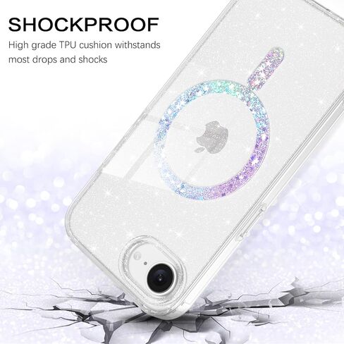 BENTOBEN Magnetic for iPhone 16e Case, Clear Crystal Glitter 16e Phone Case with Magsafe Accessories, Women Girl Clear Sparkly Cute Cover for iPhone 16E 6.1"/ SE4 2025, Clear Hot Pink Glitter in Saudi Arabia