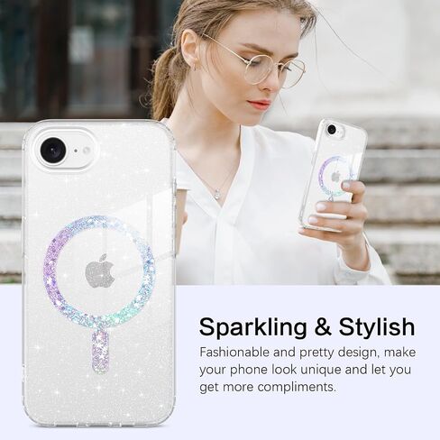 BENTOBEN Magnetic for iPhone 16e Case, Clear Crystal Glitter 16e Phone Case with Magsafe Accessories, Women Girl Clear Sparkly Cute Cover for iPhone 16E 6.1"/ SE4 2025, Clear Hot Pink Glitter in Saudi Arabia