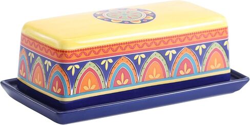 Bico Red Spring Bird Ceramic Butter Dish with Lid, Butter Keeper for Counter, Kitchen, Dishwasher Safe in Kuwait
