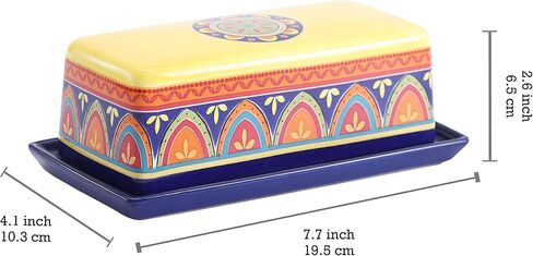 Bico Red Spring Bird Ceramic Butter Dish with Lid, Butter Keeper for Counter, Kitchen, Dishwasher Safe in Kuwait