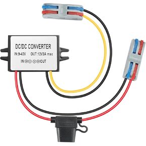 DC 9V-40V Step Down to 12V 3A Power Converter IP67 Waterproof Buck Converter 36W Voltage Regulator Transformer for Cameras Golf Cart Club