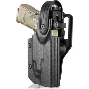 WARRIORLAND Kydex Holster for Glock 19 TLR7/TLR7A Duty Level II Thumb Release, OWB Holster Compatible with Glock 17/19/19X/44/45 Gen 3 4 5 & G23/32 Gen 3-4, Optics Cut Duty Paddle, Right Hand