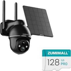ZUMIMALL 4G LTE Cellular Solar Security Camera Wireless Outdoor, 2K No WiFi Security Camera Solar Powered with Color Night Vision, 2-Way Talk, 128GB SD Card for Security Cameras