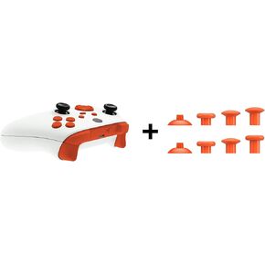 eXtremeRate Orange ThumbsGear Interchangeable Ergonomic Thumbstick + Replacement Buttons for Xbox Series S/X Controller
