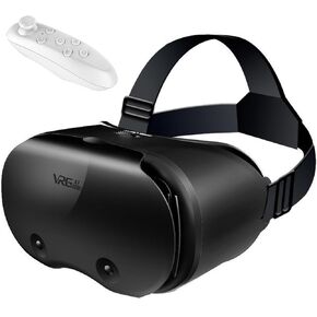 3D VR Headset, Virtual Reality 3D Glasses Anti-Blue Light Headset with Controller, for iPhone or Android Compatible 5-7 inch, for Mobile Games & Movies