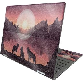 MightySkins Glossy Glitter Skin Compatible with HP Envy x360 13" (2022) - Wolf Silhouette | Protective Durable High-Gloss Glitter Finish | Easy to Apply Remove and Change Styles | Made in The USA