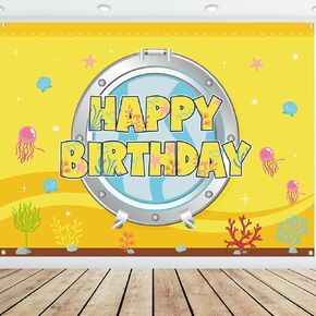 7 x 5ft Yellow Cartoon Sponge Birthday Party Decorations Yellow Undersea Ocean Backdrop Banner Sponge Party Backdrop Photo Background Wall Decor World Sea Fans Events