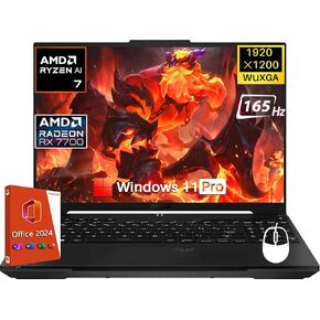 ASUS TUF A16 16" FHD 165 Hz Gaming Laptop, AMD Ryzen 7 7735 HS(Beat i7-13620H), Radeon RX 7700S V8G, 64 GB DDR5, 1 TB SSD, RGB Backlit Keyboard, Wi-Fi 6, Office 2024 & Win 11 Pro, w/Accessories