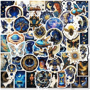 50Pcs Graffiti Cosmic Stickers Pack, Vintage Anime Decals for Laptop, Kindle, Luggage, Journal, Scrapbook, Skateboard, Water Bottle, Bumper, Waterproof Vinyl Aesthetic Stickers