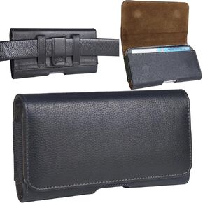 Phone Holster for Galaxy S25 S24 S23 S22 5G S21 iPhone 16 15 14 13 12 Pro/16 15 14 13 Genuine Leather Cell Phone Belt Holder (Fits Otterbox Commuter Case)
