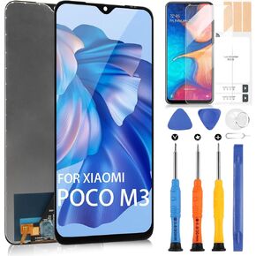 Screen Replacement for Xiaomi Poco M3 / Redmi Note 9 4G / Redmi 9T / Redmi 9 Power LCD Display Touch Screen Digitizer Full Assembly with Repair Kits(6.53 Inch)