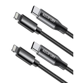 2-pack 3.3ft جديد Nylon USB C إلى كابل Lightning USB 60W ، النوع C&L شحن كابل متوافق مع iPhone 14 13 12 11 XS XR 8 7 6 6S