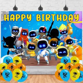 Astro Cartoon Bot Backdrop 5x3 Vinyl Robot Birthday Party Supplies Photography Background Picture Photoshoot Cake Table Decor Banner Shoot Drapes Poster