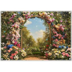 ZTHMOE 10x8ft Fabric Spring Enchanted Garden Backdrop Fairytale Forest Floral Butterfly Wonderland Oil Paint Photography Background Girl Kids Birthday Decor Photo Banner