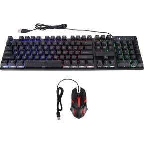 Keyboard and Mouse Combo, RGB LED Backlit Gaming 104 Keys Wired USB Keyboards with Ergonomic Gaming Mouse for PC Computer Desktop(Black)