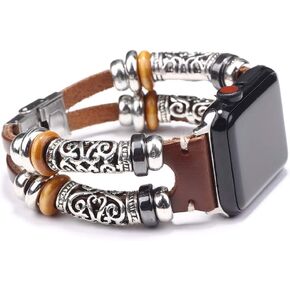 NIGHTCRUZ Compatible with Boho Fancy Apple Watch Band - Multilayer Leather Bracelet Vintage for Apple Watch Series 5/4/3