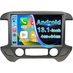 13.1 Inch Car Radio Stereo Compatible with Chevy Silverado GMC Sierra 2014-2018, 4G+64GB Android 12 Car Radio Head Unit Support Carplay/Android Auto/Mirroring/SWC/GPS Navigation