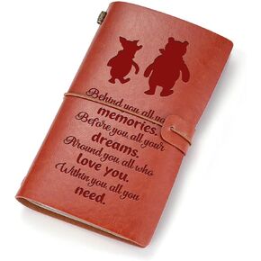 JOHSBYD Pooh Bear Piglet Gift Inspirational Leather Refillable Journal Notebook Pooh Friendship Gift for Family Friend Pooh Bear Lovers Gift for Daughter Son (Take pride)