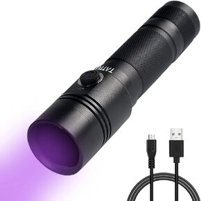 TATTU U1S UV Flashlight Rechargeable 365nm Black Light Torch, Blacklight 5W Ultraviolet LED Lamp with Micro USB Charging Cable