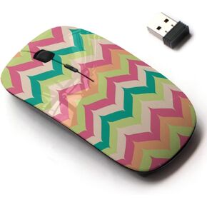 2.4G Wireless Mouse with Cute Pattern Design for All Laptops and Desktops with Nano Receiver - Chevron Pointed