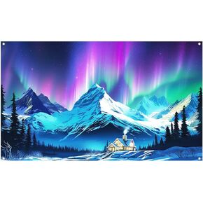 6 x 3.6 ft True North VBS 2025 Backdrop Vacation Bible School Backdrop Fabric Colorful Pine Trees Forest Northern Polar Lights Background Home Decor Photo Studio Props