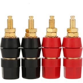 4 Pcs Banana Jack Test Probe, Female Banana Plug Connectors 4mm Panel Mount Banana Socket Banana Plug Jack Female Socket, Audio Speaker Terminal Binding Post Black and Red