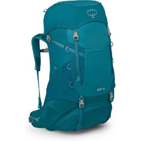 Osprey Ace 38L Kids' Backpacking Backpack, Blue Spikemoss/Deep Peyto