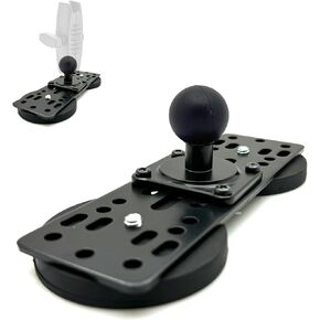 Industrial Strength Metal Alloy Dual 65mm Diameter Round Heavy-Duty Magnetic Base with 25mm (1 inch) Ball Joint Connector (for Professional Modular use), Black