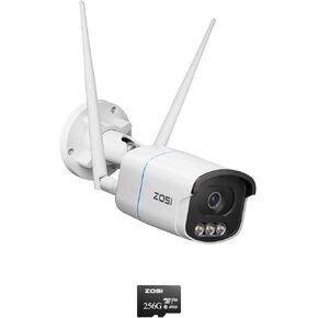 ZOSI C186 4K 8MP Aurora Lux WiFi Camera with Unveiling True Full Color Night Vision, 2.4/5GHz Dual Band WiFi, AI Person & Vehicle Detect, 1/2.8" Super Sensor, 2-Way Talk, with 256G SD Card