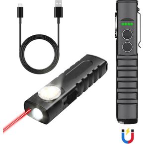 EDC Flashlight with Red Beam Combo Magnetic Work Light Rechargeable Stepless Dimming Flashlight Thickened Aluminium Alloy Material