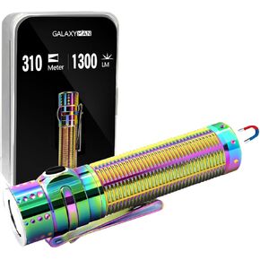 EDC Flashlight Rechargeable,1300 Lumen and 310M Long Throw LED Compact Pocket Flash Light with Magnetic Base, Waterproof Small Powerful Lighting for Camping, Hiking and Home Use-Rainbow