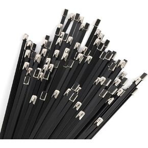 Metal Zip Ties 11.81 inch Long 100pcs 304 Stainless Steel Heavy Duty Self-locking Cable Ties Suitable for Machinery, Vehicles, Farms, Pipes, Roofs and Cables