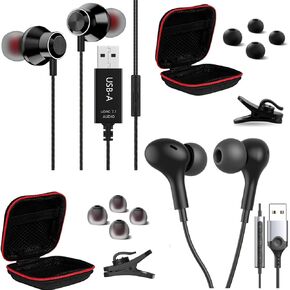 2 Pack USB Headset with Microphone for PC, Noise Cancelling Computer Headphones for Laptop/ 8.2 FT