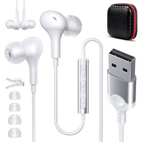 سماعة رأس Askubsku USB مع الميكروفون لكابل PC 7.5 قدم ، USB سماعات الرأس للكمبيوتر ، سماعات أذن USB سلك