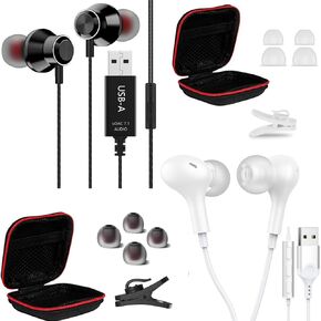 2 Pack USB Headset with Microphone for PC, Noise Cancelling Computer Headphones for Laptop/ 8.2 FT