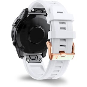 20mm Quick Release Silicone Band for Garmin Fenix 8 43mm/Fenix 7S/7S Pro/Epix Pro 42mm/5S/6S - Rose Gold Buckle Strap, Soft Comfortable Watch Band for Small Wrist