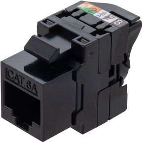NavePoint CAT6A Unshielded Toolless Keystone Jack 25 Pack, Black