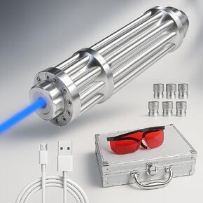 High Power 1500m Blue Pointer Flashlight, Adjustable Focal Length, Rechargeable/with Goggles and Battery/Aluminum case, Suitable for All Kinds of Outdoor Activities.
