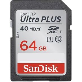 SanDisk Ultra PLUS 64GB SDXC Class 10 UHS-1 Memory Card - speed up to 40 MB/s