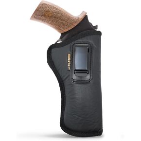 HOUSTON GUN HOLSTERS IWB Revolver Holster by Houston - ECO Leather Concealed Carry Soft - Suede Interior for Maximum Protection - Fits: Rhino Rev 60DS, 357 MAG/6'' BBL (CHP 61R6) Black