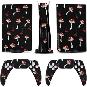 Mushroom Cute 5 Skin Controller Accessories Cover Skins Anime Vinyl Cover Sticker Full Set for 5 Disc Edition