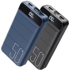 2 Pack Black+Blue:Portable Charger Power Bank 50000mAh Fast Charging 22.5W USB C Battery Pack Charger Portable with 4 Outputs & 3 Inputs High Capacity External Battery Bank for iphone, Samsung, Galaxy