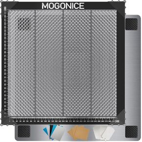 Mogonice Honeycomb Working Table 500x500mm 19.68''x19.68'', Magnetic Steel Honeycomb Laser Bed for Laser Cutter Engraver, Honeycomb Panel with Metal Tray & Engraving Materials(Working Area 450x450mm)