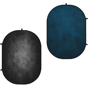 Kate Collapsible Backdrop Pop up Photo Backdrops Foldable Background Portable for Headshot,Portrait Photography,Video,5x6.5ft,Black/Blue