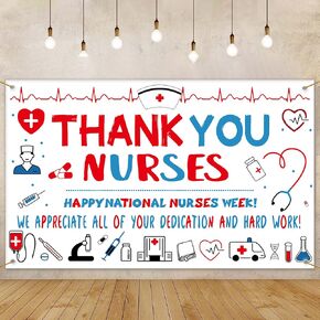 Nurses Week Decorations 71 x 43In Thank You Nurses Party Background Nurse Appreciation Week We Appreciate You Banners National Nurses Day Signs Medical Doctor Nursing Graduations Party Favors Decor