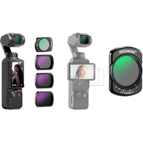 NEEWER HD CPL ND16 ND64 ND256 Filter Kit and Variable ND2-32 & 1/4 Black Diffusion Filter Set Compatible with DJI Osmo Pocket 3 Creator Combo